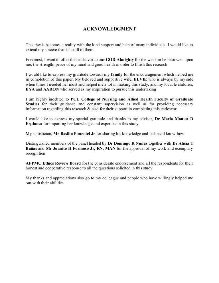 Acknowledgement Sample For College Project Report Hq Template Documents